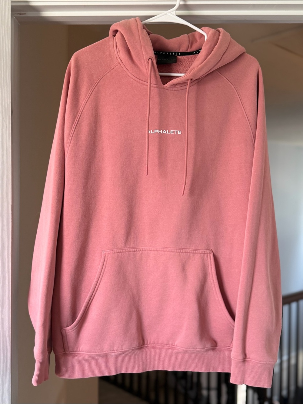 Alphalete Athletics Dusty Rose Pink Pullover Hoodie Size L. See pics for flaw.